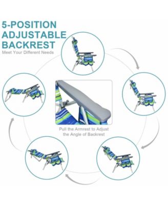 4-Pack 5-Position Outdoor Folding Backpack Beach Reclining Chair with Pillow