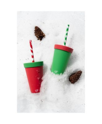 Straw Tumbler 16 oz: 4 pk - Peppermint, Poinsettia, Classic Red, Classic Green