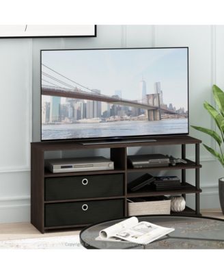 TV Stand Hold up to 50" Media Entertainment Center Bookcase Shelves with 2 Drawers