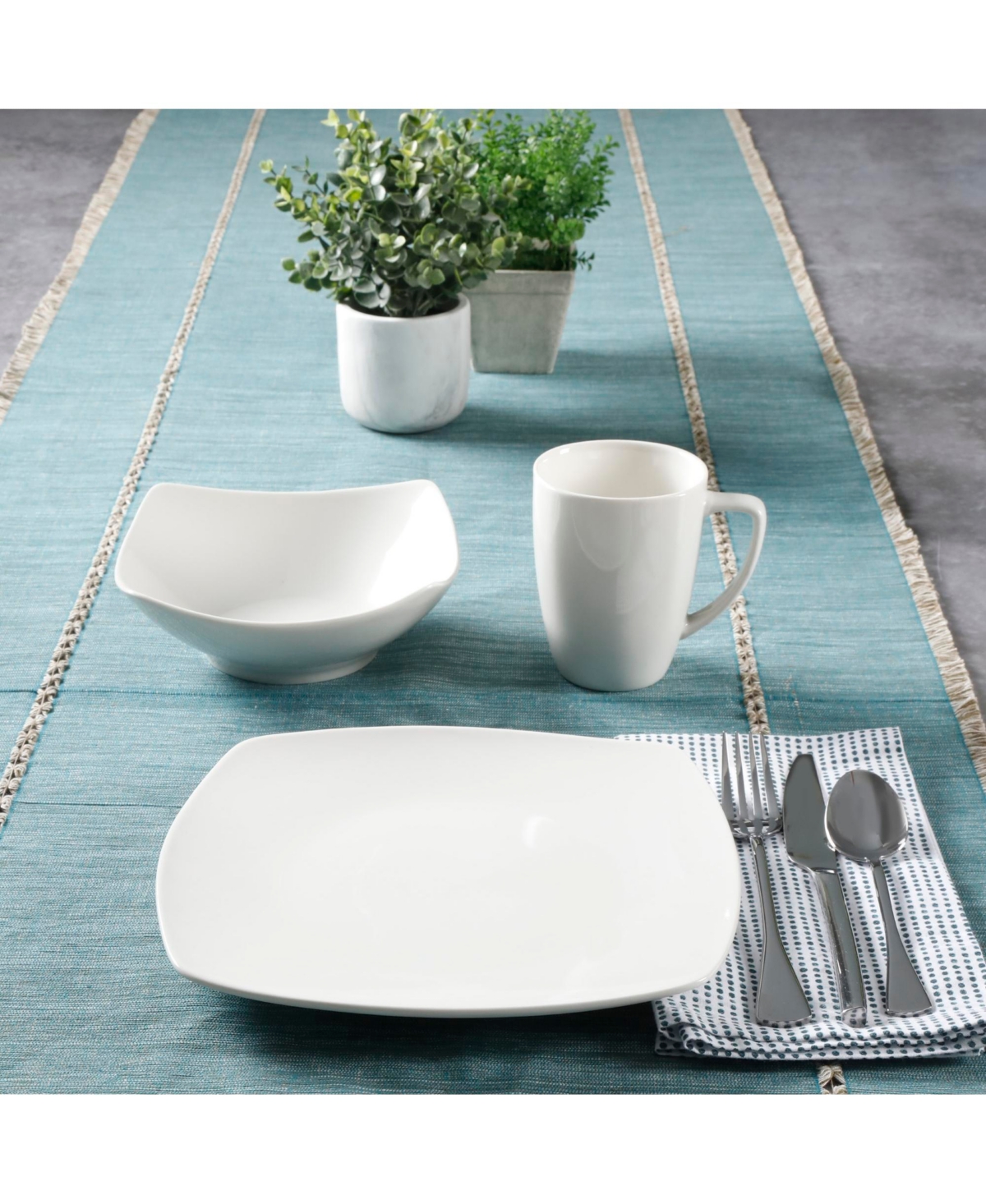 Gibson Home Zen Buffet Piece Plates and Bowls Porcelain Solid Color Dishes Ceramic Dinnerware Set - White