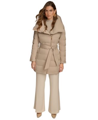 Women's Belted Asymmetric Puffer Coat