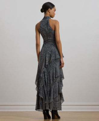 送料関税無料【POLO RALPH LAUREN】GEORGETTEエレガントドレス Lauren Ralph Lauren Belted Georgette Dress Black 2 14 at