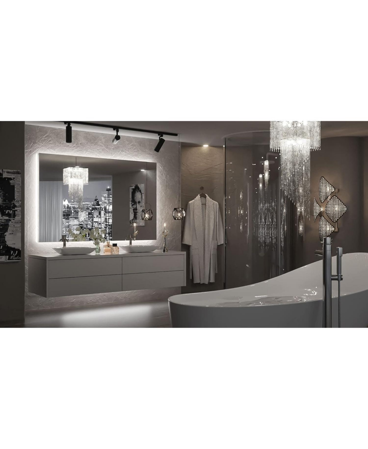 keonjinn Led Backlit Lighted Bathroom Vanity Mirror Wall Mirror Dimmable Light 3 Color Adjust