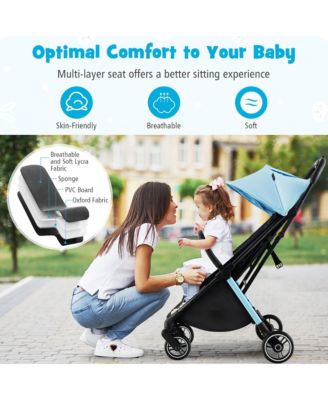 Portable Baby Stroller One-Hand Fold Pushchair W/ Aluminum Frame