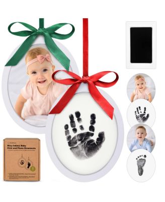 Bitsy Inkless Baby Hand and Footprint Kit, Two-sides Baby Christmas Photo Ornaments, Personalized Baby Keepsake Gifts