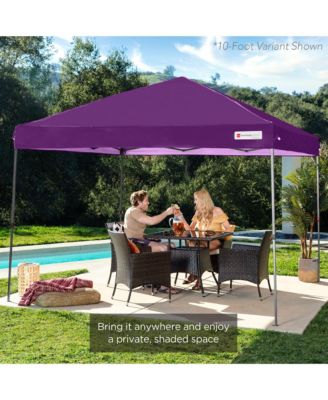 8x8ft Easy Setup Pop Up Canopy w/ 1-Button Setup, Wheeled Case, 4 Weight Bags