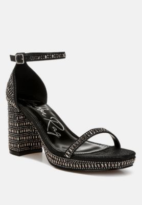 Womens Ronan Rhinestones Embellished Block Sandals