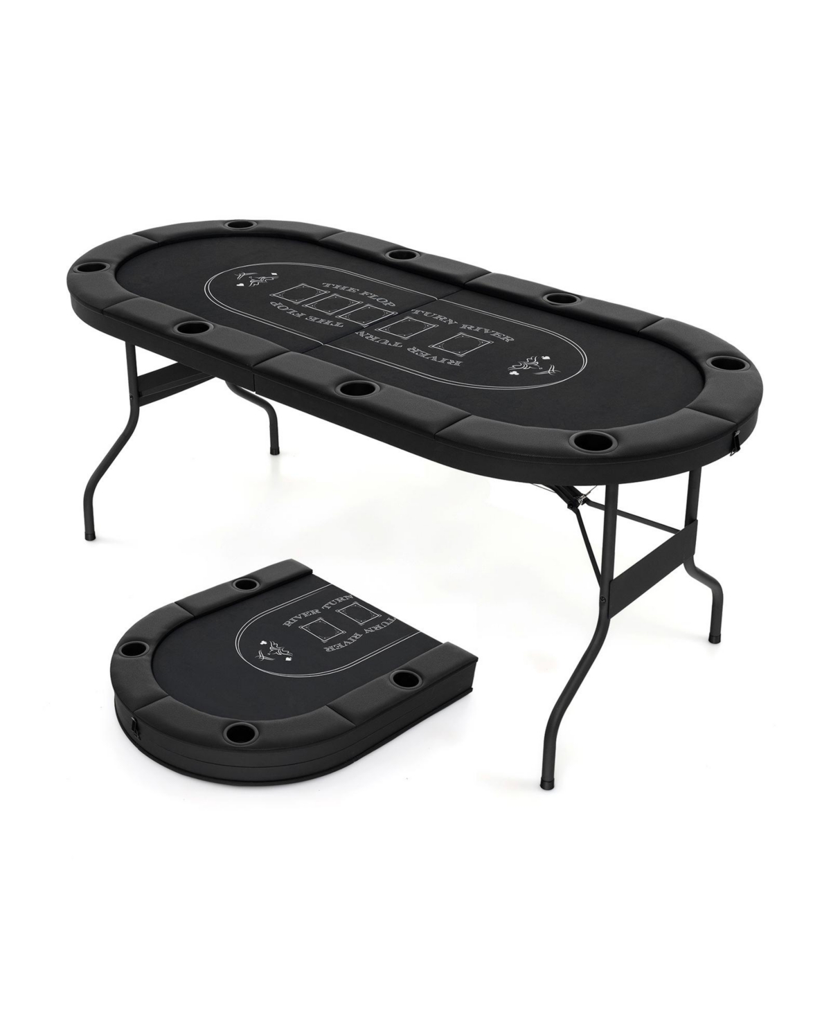 Gouun Foldable Poker Table for 8 Players Portable Oval Card Board Game Table