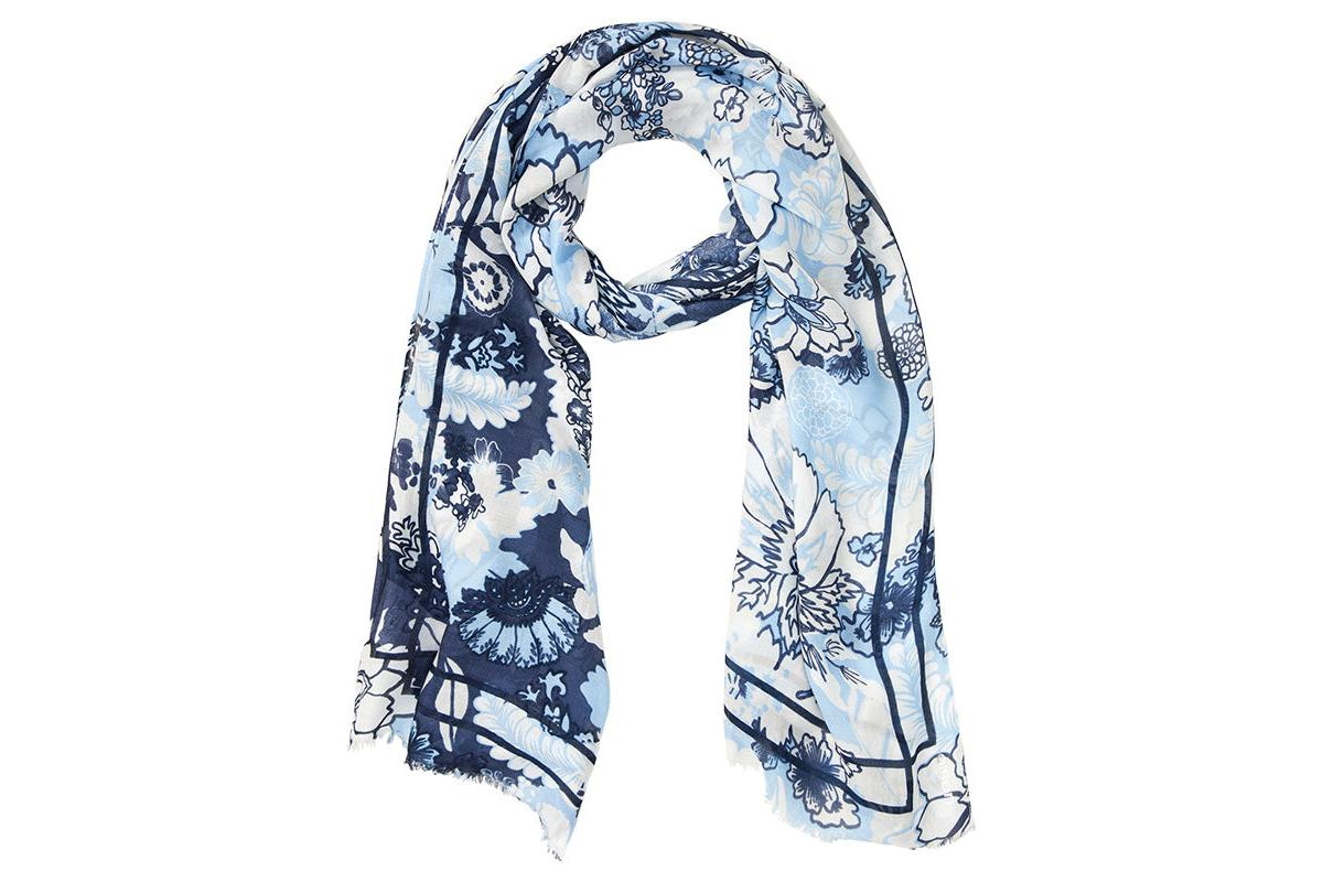 Floral Print Scarf - Lt blue