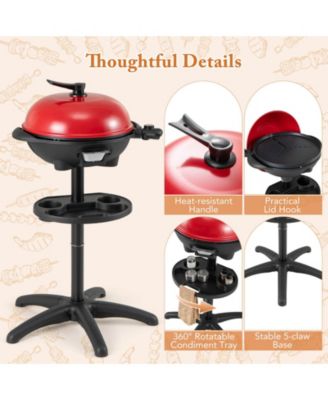 Electric BBQ Grill 1350W Non-stick 4 Temperature Setting Outdoor Garden Camping