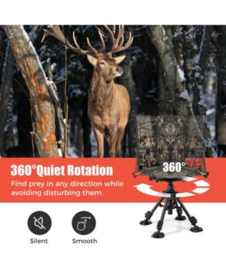 Swivel Hunting Chair with 4 360° Adjustable Legs Folding Silent Swivel Blind Chair Camouflage