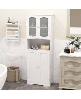 64.5" MDF Bathroom Cabinet with Tempered Glass Doors and Adjustable Shelves