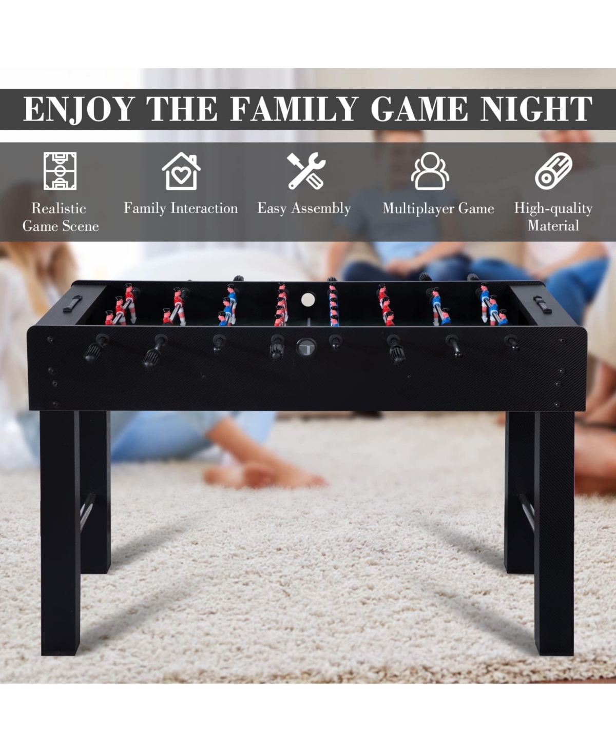Sugift Competition Foosball Table w/2 Balls & Cup Holders, Soccer Game Table for Kids & Adults, Home or Arcade
