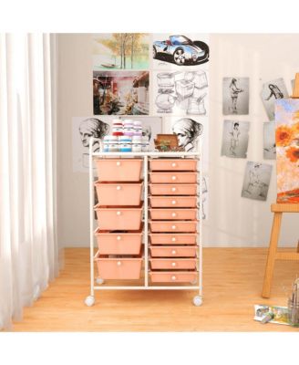 15-Drawer Rolling Storage Cart for Tools, Scrapbook Paper, Office and School Organization
