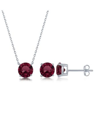 Sterling Silver, Crystal - Simulated Gemstone Earring & Necklace Set