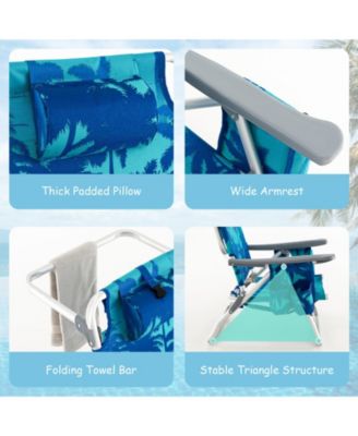 2 Packs 5-Position Outdoor Folding Backpack Beach Table Chair Reclining Chair Set