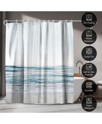 71x74 Blue Wave and Sand Shower Curtain - 100% Polyester Shower Curtain