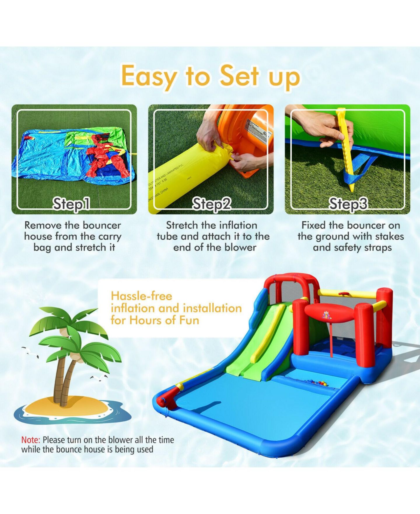 Детская игрушка GOUUN Inflatable Water Slide with Ocean Balls, Multiple Play Areas, Ages 3+ — фото 11