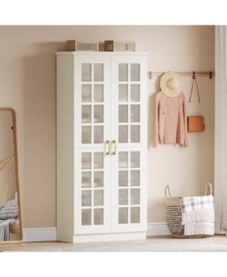 71-Inch Tall Shoe Cabinet with Doors, 8-Tier Shoe Storage Cabinet with Adjustable Shelves, Modern Shoe Organizer Shoe Rack Cabinet