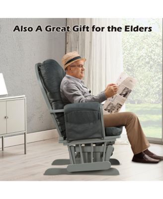 Glider and Ottoman Cushion Set Wood Baby Nursery Rocking Chair