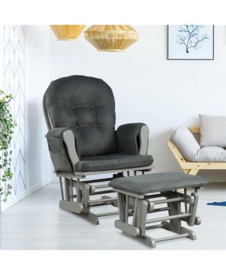 Glider and Ottoman Cushion Set Wood Baby Nursery Rocking Chair