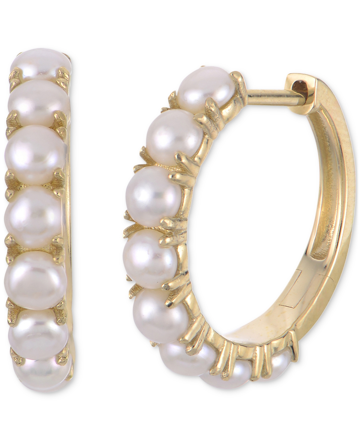 Macy's Cultured Freshwater Pearl (2-1/2-3mm) Small Hoop Earrings In 14k Yellow Gold Over Sterling Silver, 1 In Gold Over Silver