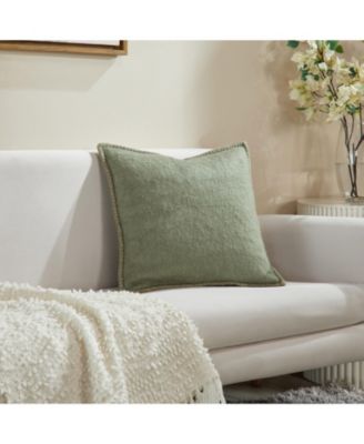 Oversized Moss Faux Mohair Decorative Pillow Cover, Green, 24" x 24"