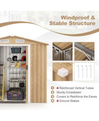 6 x 4 Feet Galvanized Steel Storage Shed with Lockable Sliding Doors