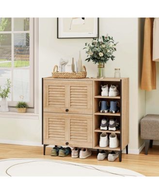 Shoe Storage Cabinet with Flip Doors Adjustable and Removable Shelves for Entryway