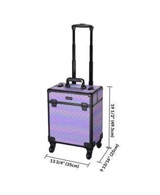 Rolling Makeup Train Case Cosmetic Trolley Organizer Blush ForgetMeNot