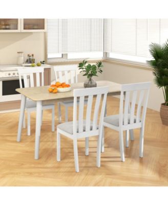 Dining Chair Set of 2 Upholstered Wooden Kitchen Chairs with Padded Seat and Rubber Wood Frame