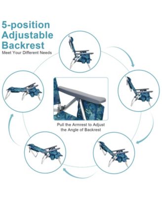 2 Packs 5-Position Outdoor Folding Backpack Beach Table Chair Reclining Chair Set