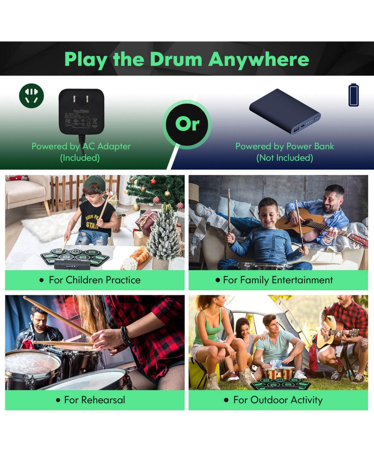 Sugift Electronic Drum Set with 2 Build-in Stereo Speakers for Kids