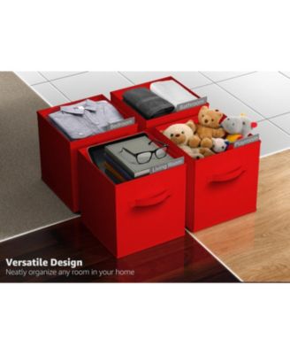 11 Inch 6 Pack Foldable Fabric Storage Cube Bins with Handles - for Organizing Pantry, Closet, Nursery, Playroom, and More