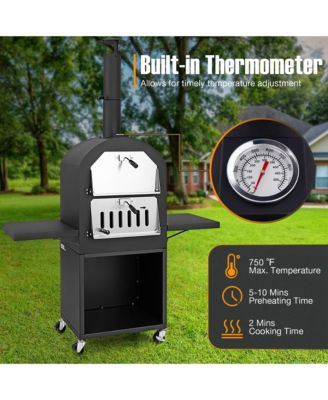 Outdoor Pizza Oven Wood Fired Pizza Oven with Protective Cover 12" Pizza Stone