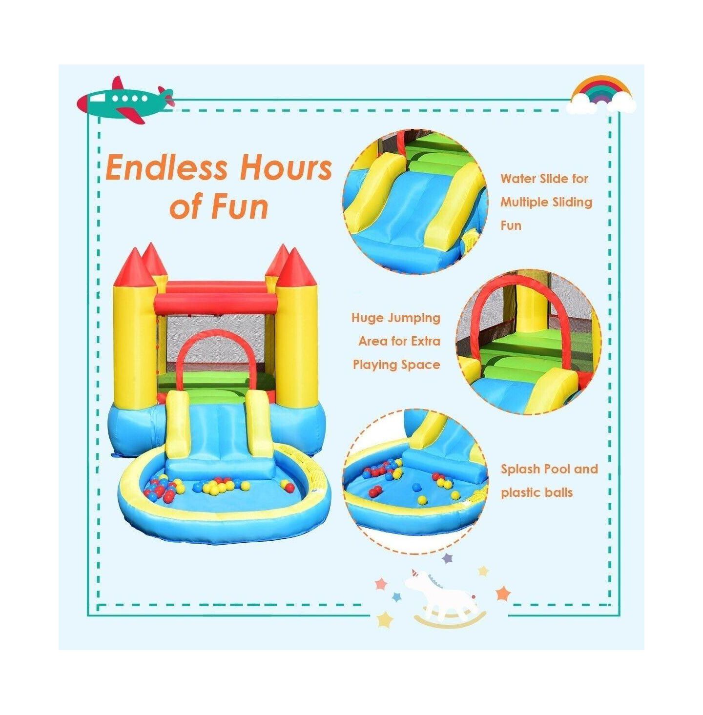 Детские игрушки GOUUN Kids Inflatable Bounce House Castle with Balls Pool and Bag, цвет: Синий — фото 4