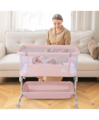 Baby Bassinet Bedside Sleeper with 6-Level Adjustable Height