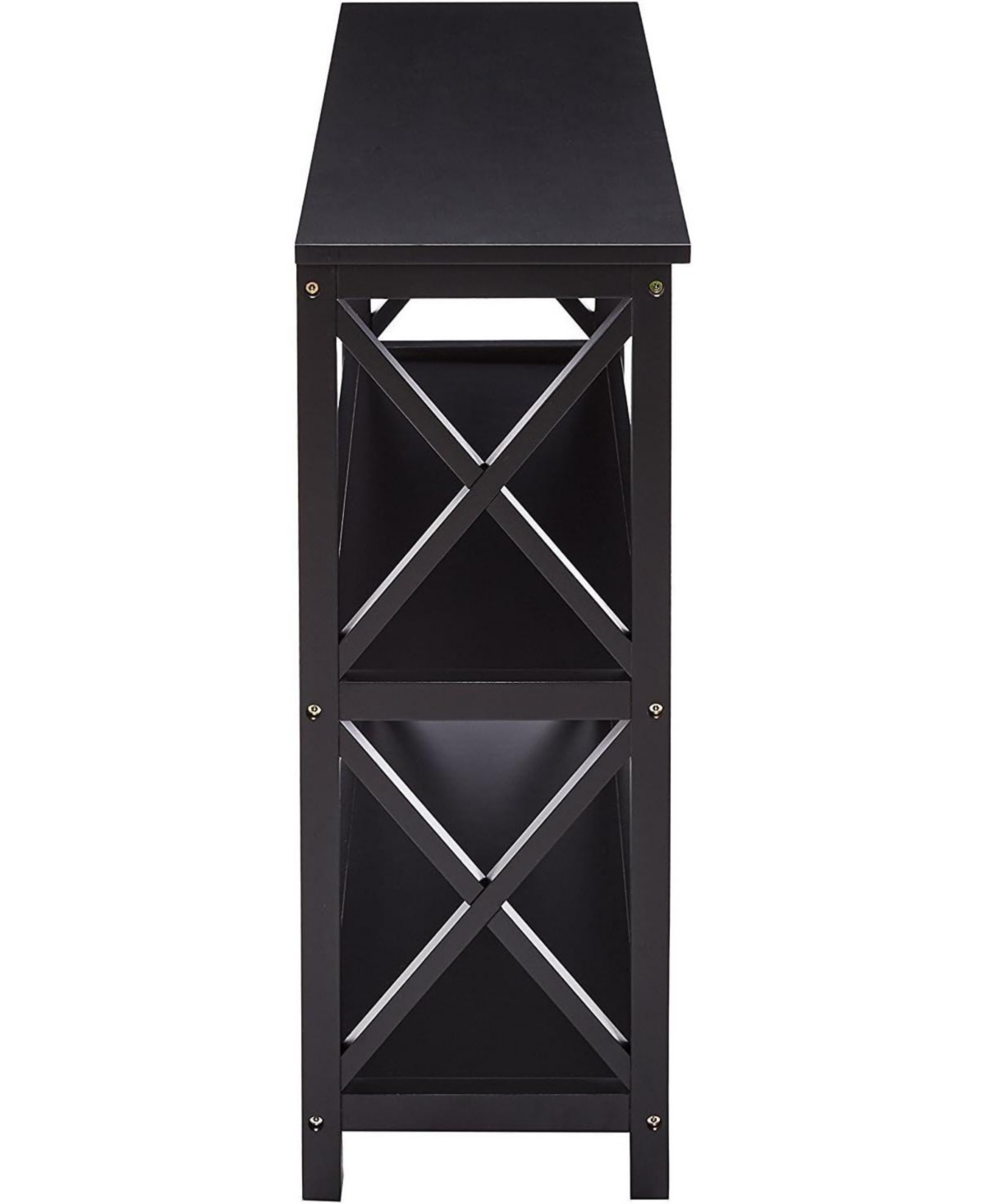 Kings Brand Furniture 3-Tier X-Design Console Entryway Sofa Table With Shelves,- Black