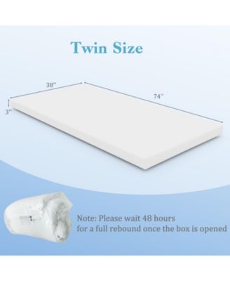 Twin Size 3 Inch Gel-Infused Memory Foam Mattress Topper with Removable Cover