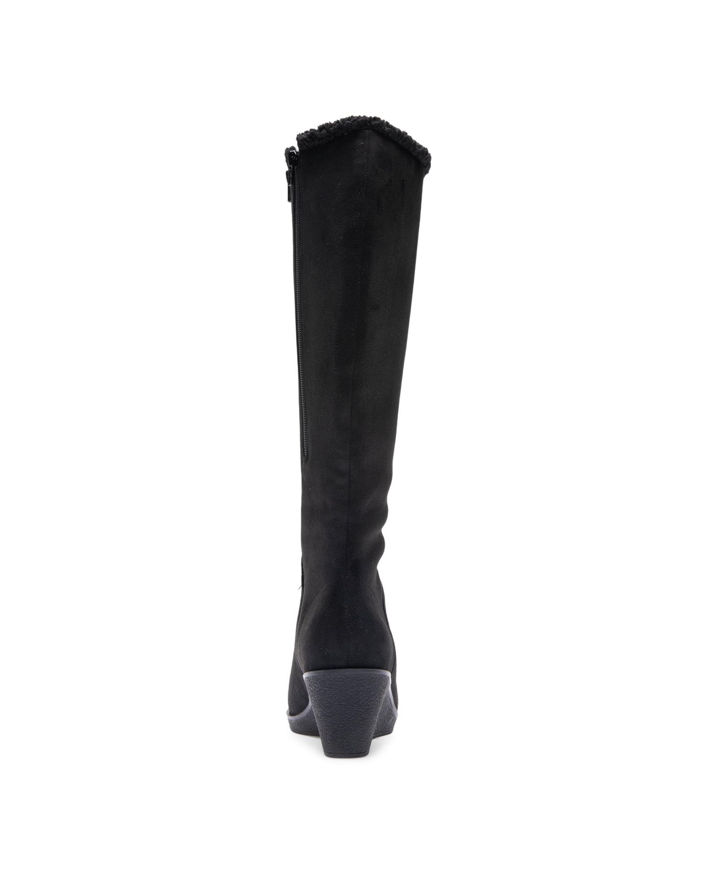 Женские ботинки Aerosoles Binocular Shearling Tall Wedge, цвет: Чёрный искусственный замшевый — фото 3