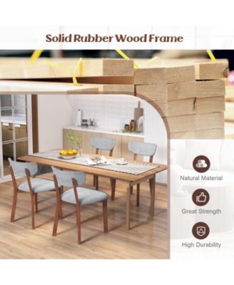 Dining Chairs Set of 2 Upholstered Mid-Back Chairs with Solid Rubber Wood Frame