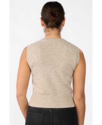 Women's 100% Cashmere Crewneck Chunky-knit Sweater Vest