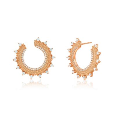 Suzy Levian Sterling Silver Cubic Zirconia Sunburst Circle Earrings