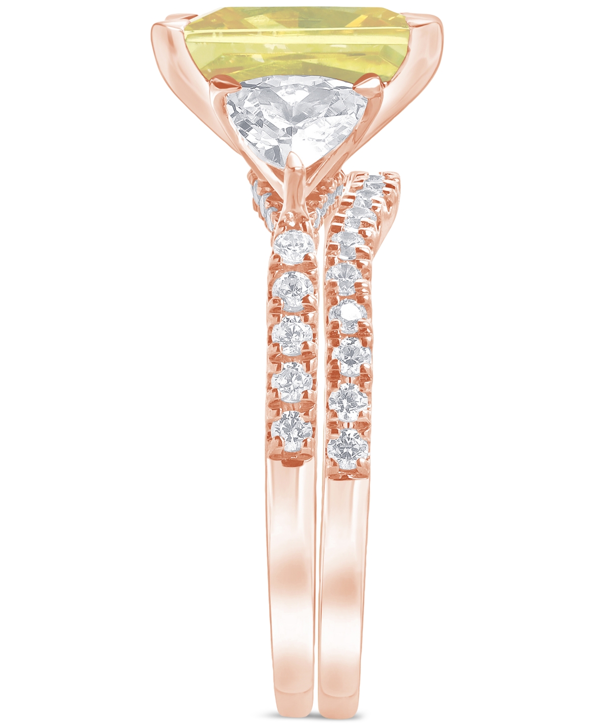 Badgley Mischka Igi Certified Lab Grown Yellow Diamond Radiant-cut Bridal Set (3-3/4 Ct. T.w.) In 14k White, Yellow In Rose Gold