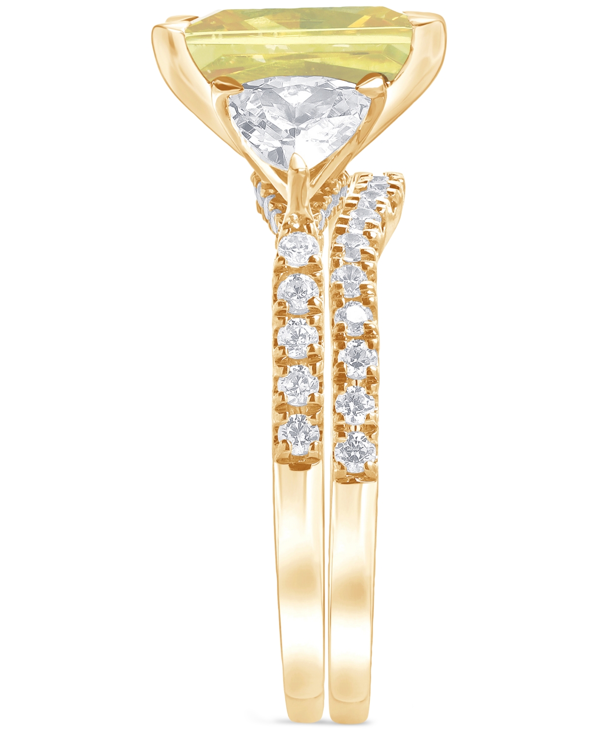 Badgley Mischka Igi Certified Lab Grown Yellow Diamond Radiant-cut Bridal Set (3-3/4 Ct. T.w.) In 14k White, Yellow In Yellow Gold