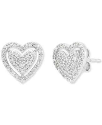 2-Pc. Set Diamond Heart Pendant Necklace & Matching Stud Earrings  (1/4 ct. t.w.) in Sterling Silver