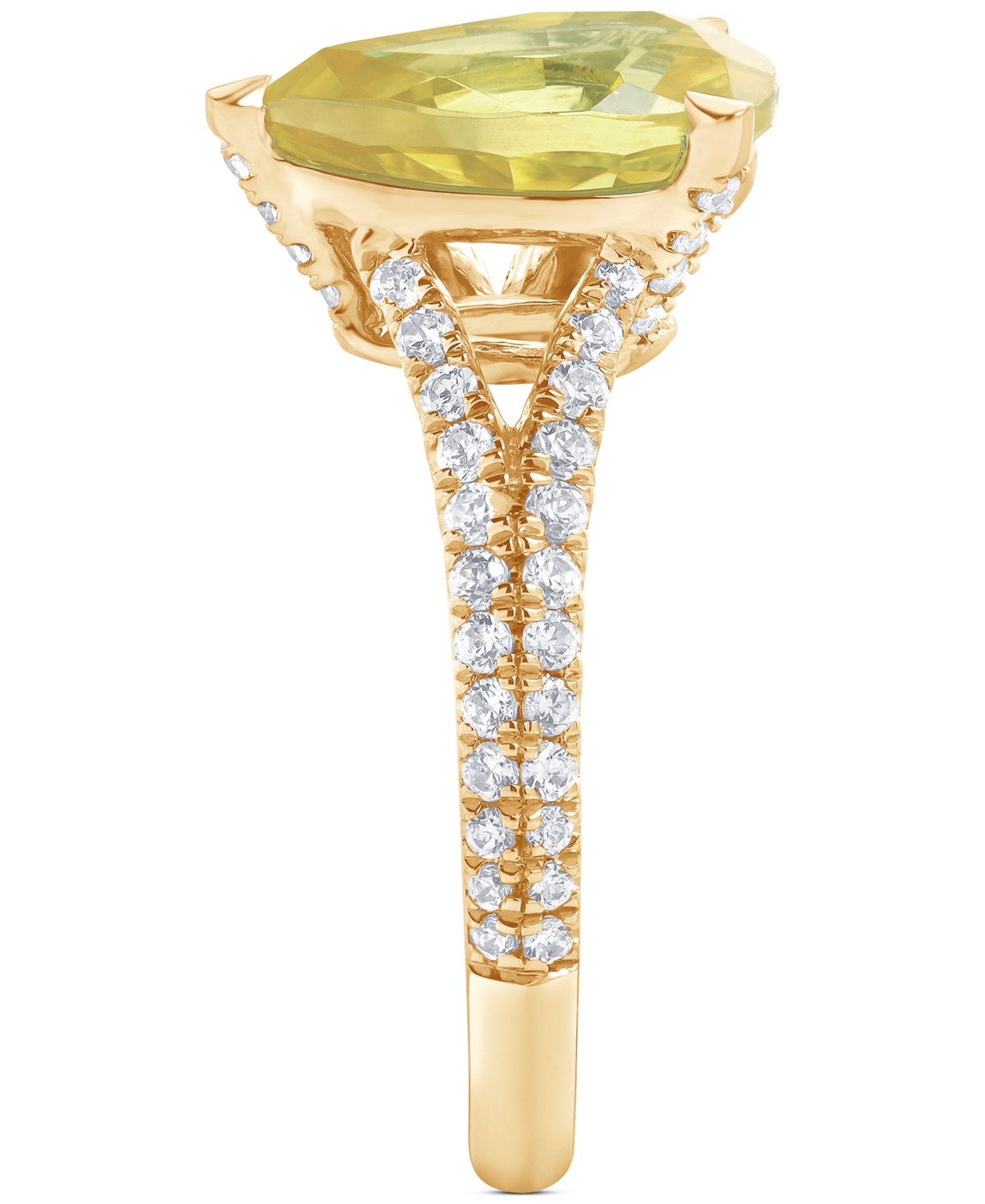 Badgley Mischka Igi Certified Lab Grown Yellow Diamond Pear-shaped Engagement Ring (2-3/8 Ct. T.w.) In 14k White, Ye In Yellow Gold