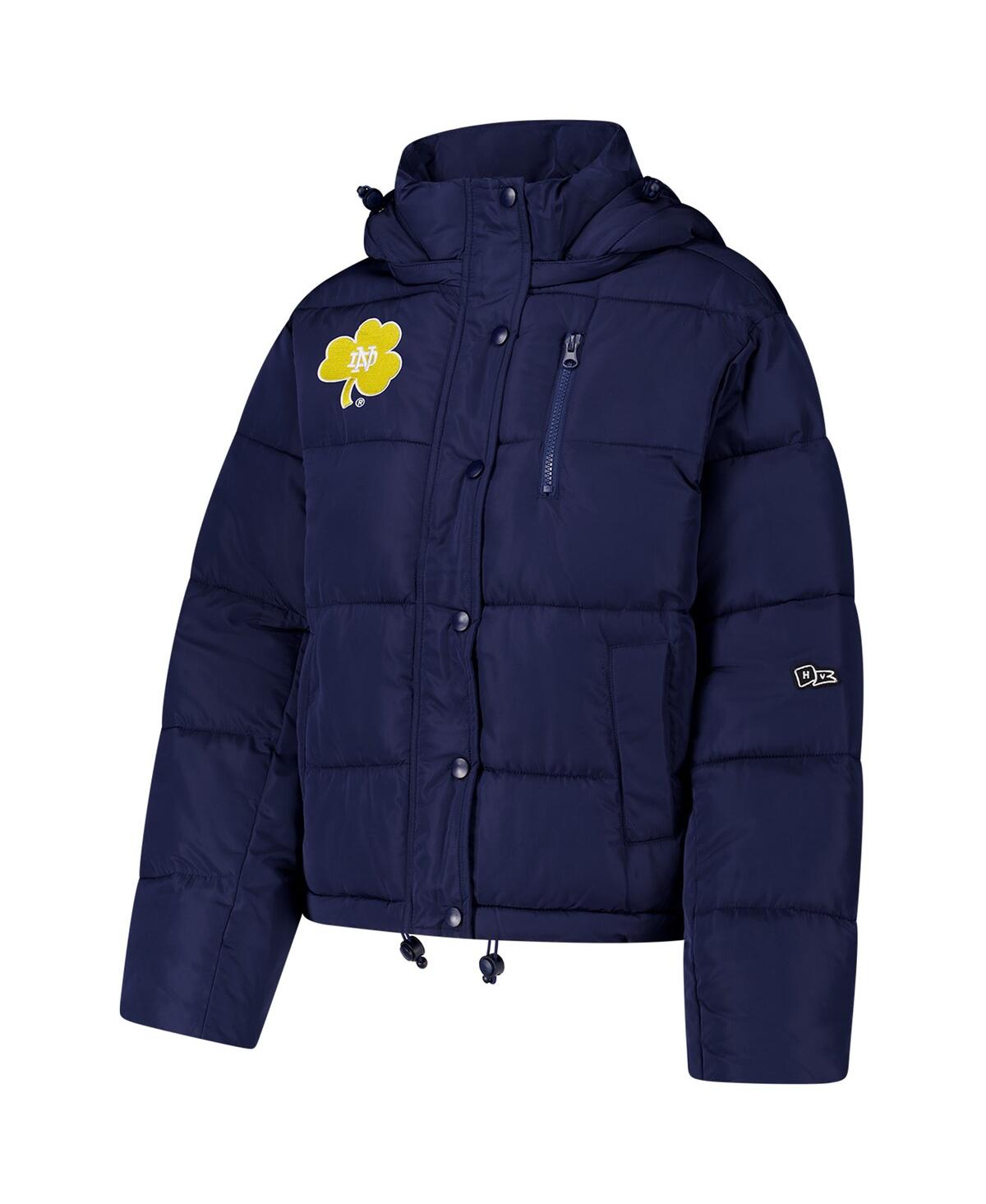 Hype And Vice Women's Navy Notre Dame Fighting Irish Puffer Jacket In Blue