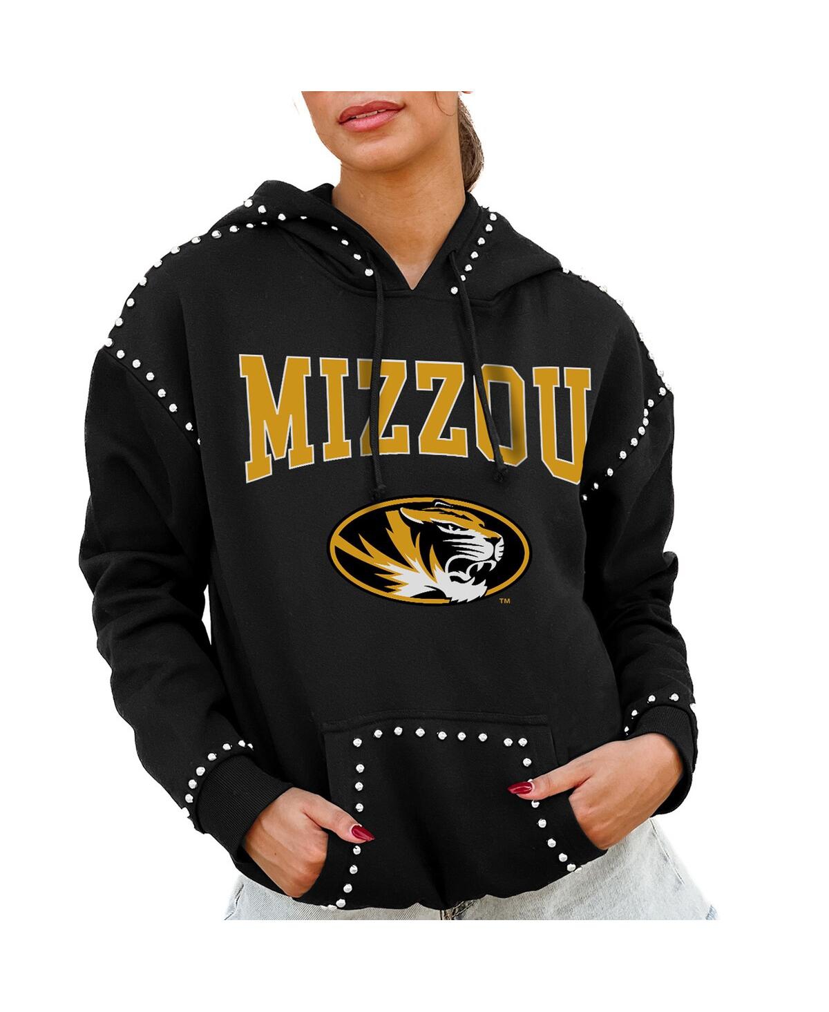 Women's Black Missouri Tigers Studded Pullover Hoodie - Black