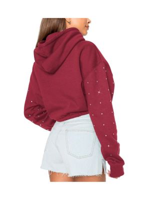Women's Garnet Florida State Seminoles Can't Lose Rhinestone Cropped Pullover Hoodie